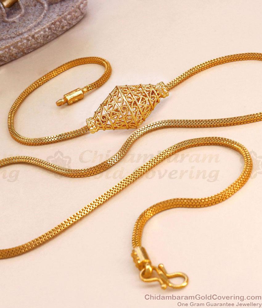 Plain Micro Gold Polish Semi-Circle Mugappu Thali Chain For Daily Wear MCH1707