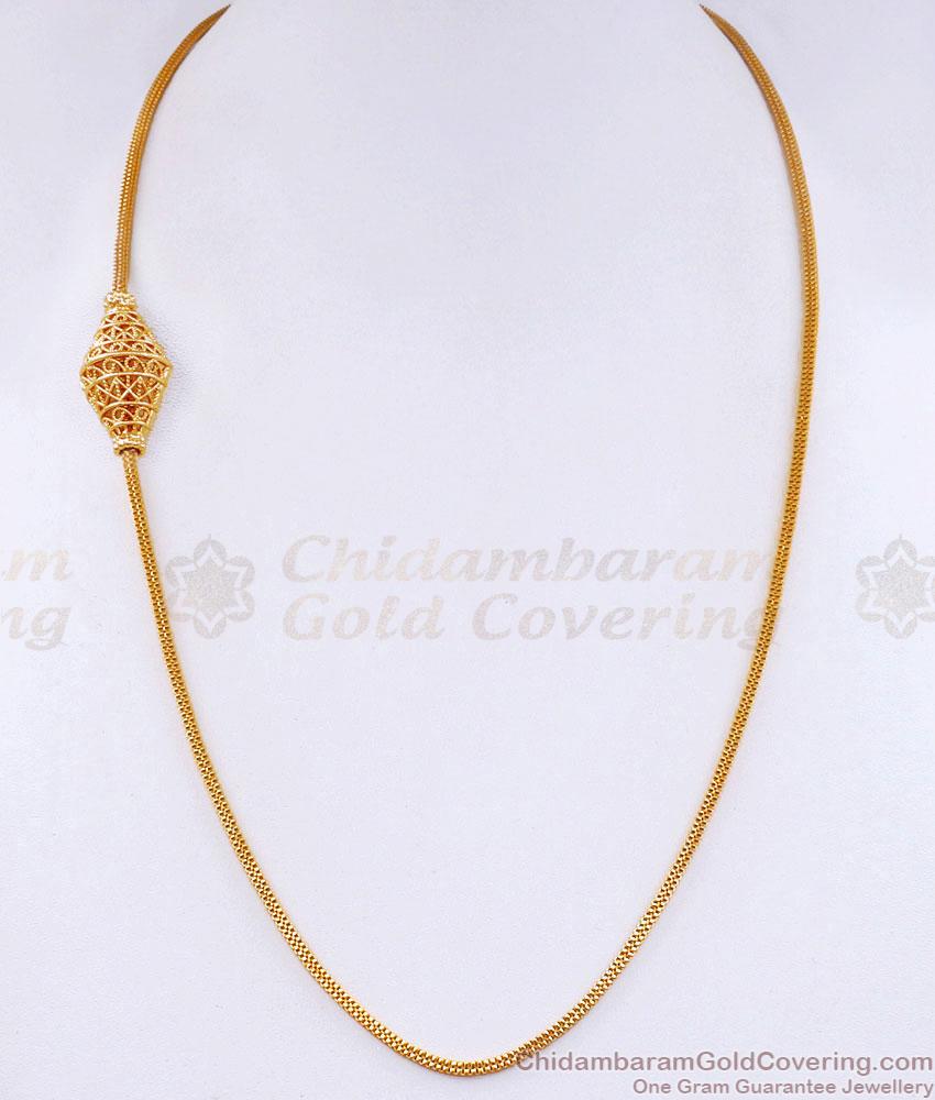 Plain Micro Gold Polish Semi-Circle Mugappu Thali Chain For Daily Wear MCH1707