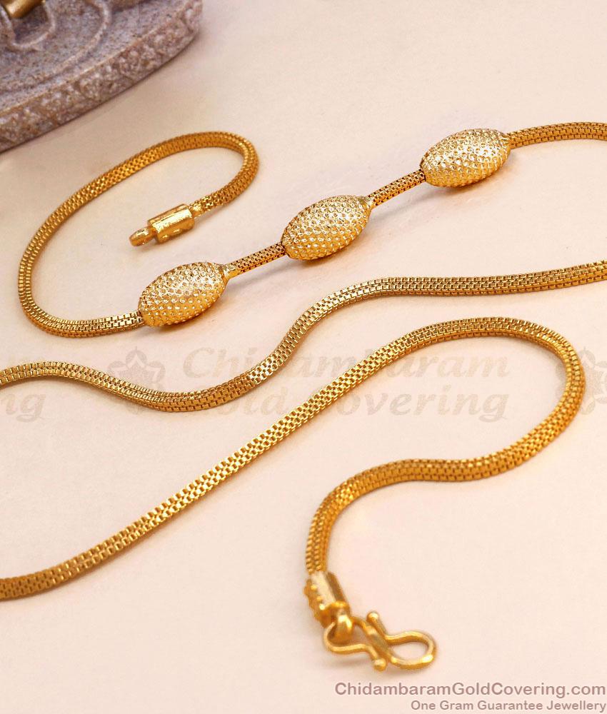 Latest Triple Oval Ball Side Pendant Mugappu Gold Imitation Jewelry MCH1708