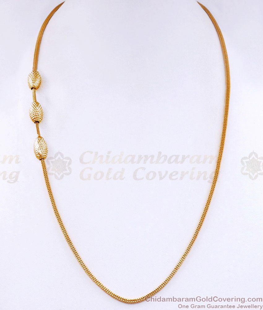 Latest Triple Oval Ball Side Pendant Mugappu Gold Imitation Jewelry MCH1708