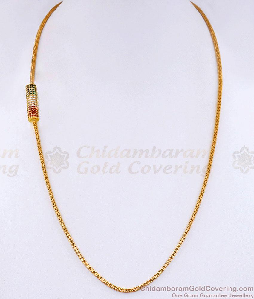 Beautiful Multi Color Stone Gold Plated Mugappu Chain Design Online MCH1711
