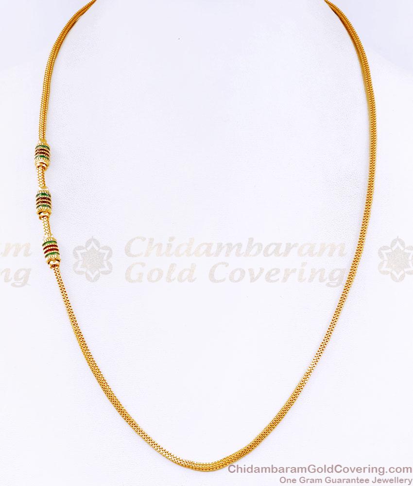 Latest Enamel Design 1 Gram Gold Ball Mugappu Chain Online MCH1712