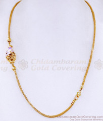 Trendy Violet Enamel Gold Imitation Mugappu Chain Peacock Design MCH1714 Trendy Violet Enamel Gold Imitation Mugappu Chain Peacock Design MCH1714