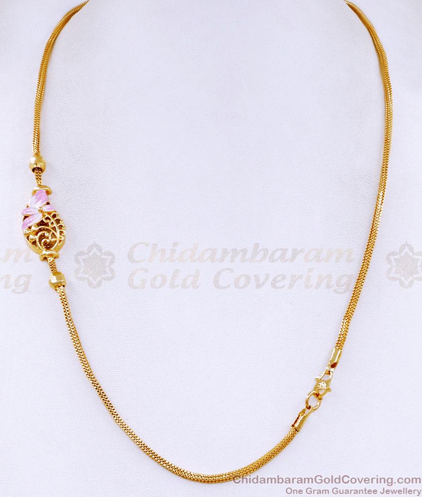 Stylish One Gram Gold Peacock Mugappu Pink Enamel Design MCH1715
