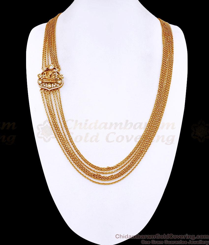 Premium Quality Antique Vishnu Pendant Gold Mugappu Multi Chain Design MCH1717