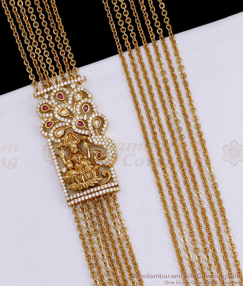 High Quality Antique Gold Matt Finish Lakshmi Mugappu Chain Online MCH1721
