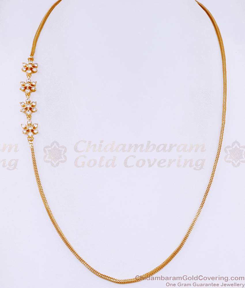 Glittering White Ad Stone Gold Mugappu Floral Design For Women MCH1722