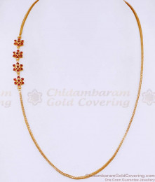 Buy Full Ruby Stone Gold Imitation Mugappu Chain Flower Design Online MCH1724