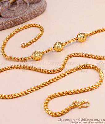 30 Inch Long Buy 1 Gram Gold Plain Ball Mugappu Saradu Chain Design Online MCH1726-Lg