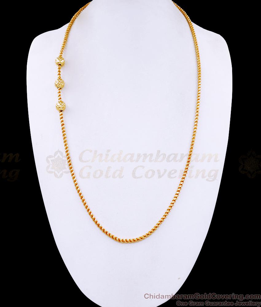 30 Inch Long Buy 1 Gram Gold Plain Ball Mugappu Saradu Chain Design Online MCH1726-Lg