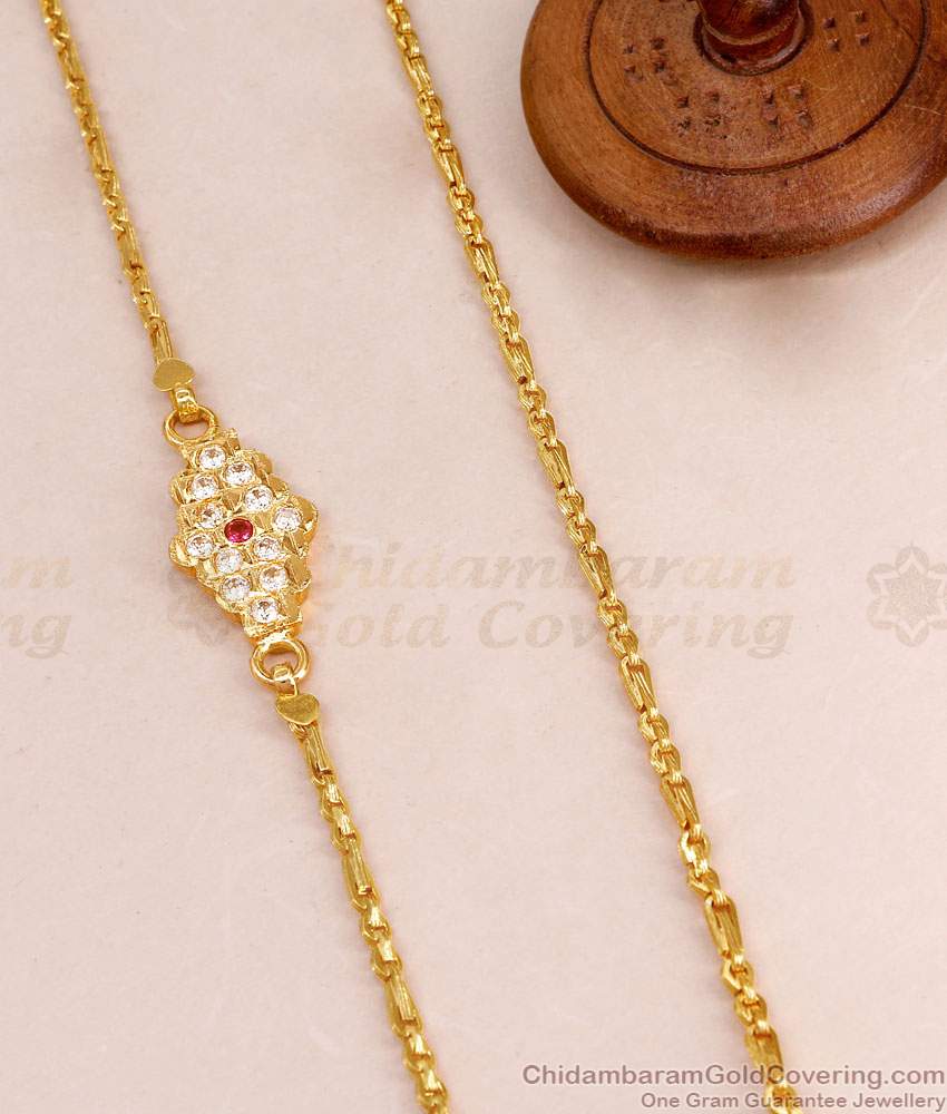 Daily Wear Impon Gold Imitation Mugappu Chain Gati Stone Design Online MCH1729
