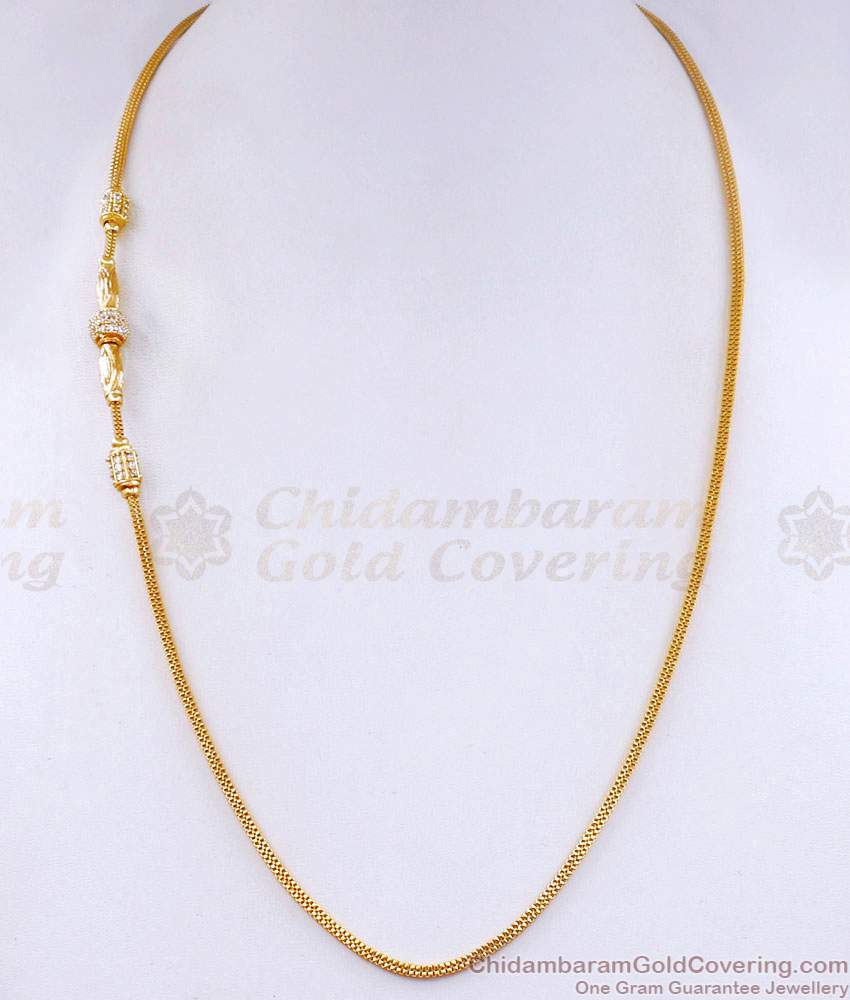 Beautiful Ad White Stone Ball Mugappu Design 1 Gram Gold Jewelry MCH1732