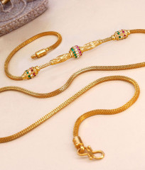 Multi Color Stone One Gram Gold Side Pendant Thali Chain For Women MCH1733