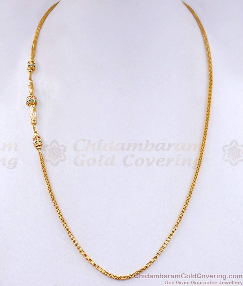 Multi Color Stone One Gram Gold Side Pendant Thali Chain For Women MCH1733