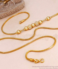 New Model Gold Plated Ball Mugappu Chain With White Stone  MCH1742