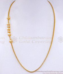 New Model Gold Plated Ball Mugappu Chain With White Stone  MCH1742