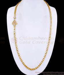 30 Inch Long Sparkling Ad Stone Gold Plated Mugappu Chain For Party Wear MCH1747-LG