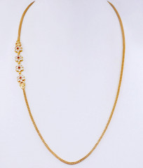 Beautiful Ad Stone Floral Side Pendant Gold Mugappu Chain MCH1748