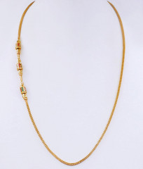 Light Weight Thin Gold Plated Mugappu Chain With Multi Color Stone MCH1749