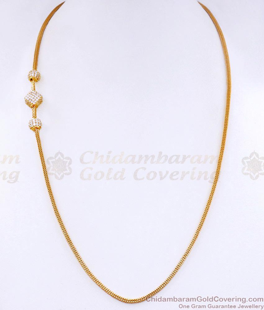 Unique Gold Plated White Stone Side Pendant Mopu Chain Designs MCH1750