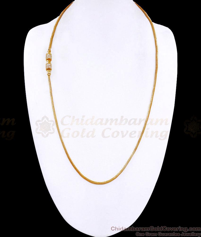 30 Inch Long Buy Latest Gold Plated Stone Mugappu Chain For Daily Wear MCH1755-Lg