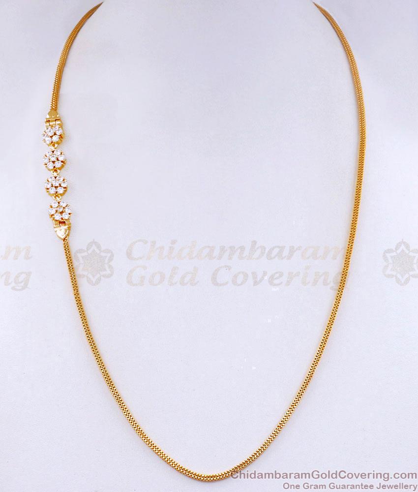 Stylish White Stone Gold Covering Floral Mugappu Designs For Women MCH1760