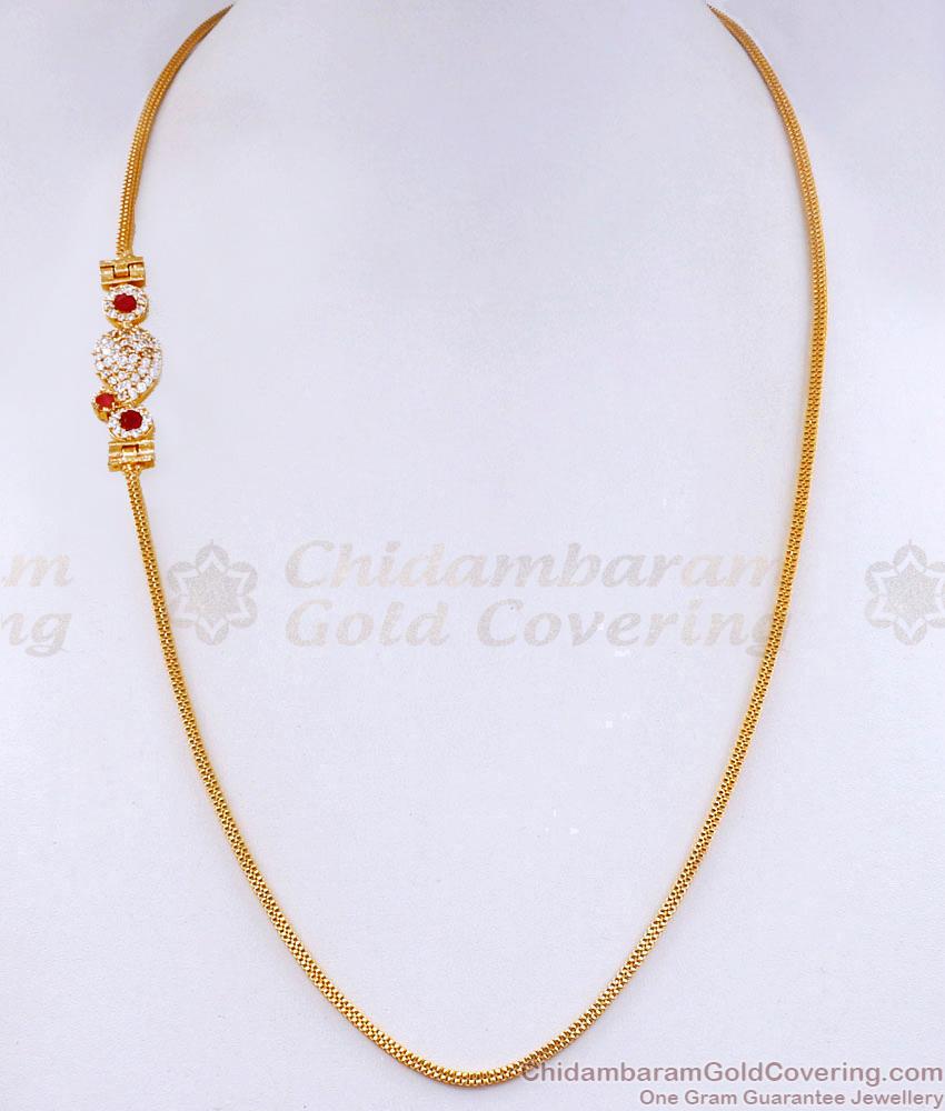 Elegant Mango Pattern Gold Imitation Mugappu Chain With Ad Stone MCH1764