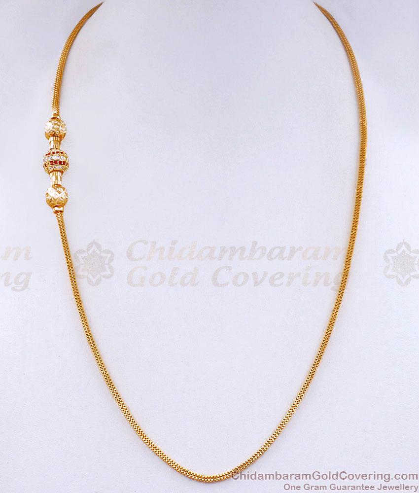 Stylish Ruby White Stone Ball Type Gold Imitation Mugappu Chain MCH1767 Stylish Ruby White Stone Ball Type Gold Imitation Mugappu Chain MCH1767