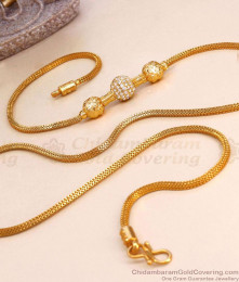 Glittering White Stone Ball Gold Plated Mugappu Chain Design Online MCH1768 Glittering White Stone Ball Gold Plated Mugappu Chain Design Online MCH1768