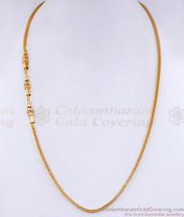 Small Tube Design Gold Imitation Mugappu Thali Chain With Ruby White Stone MCH1771