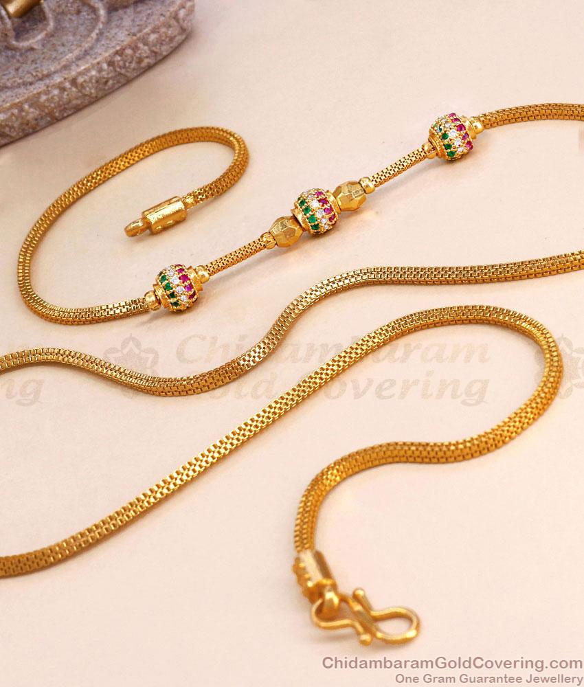 Stylish Ad Stone Ball Mugappu Gold Plated Side Pendant Chain Online MCH1772 Stylish Ad Stone Ball Mugappu Gold Plated Side Pendant Chain Online MCH1772