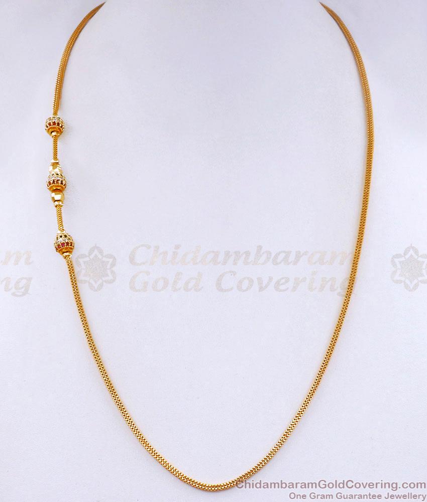 Stylish Ad Stone Ball Mugappu Gold Plated Side Pendant Chain Online MCH1772 Stylish Ad Stone Ball Mugappu Gold Plated Side Pendant Chain Online MCH1772