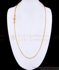 30 Inch Long One Gram Gold Mugappu White Stone Side Pendant Chain MCH1776-LG 30 Inch Long One Gram Gold Mugappu White Stone Side Pendant Chain MCH1776-LG