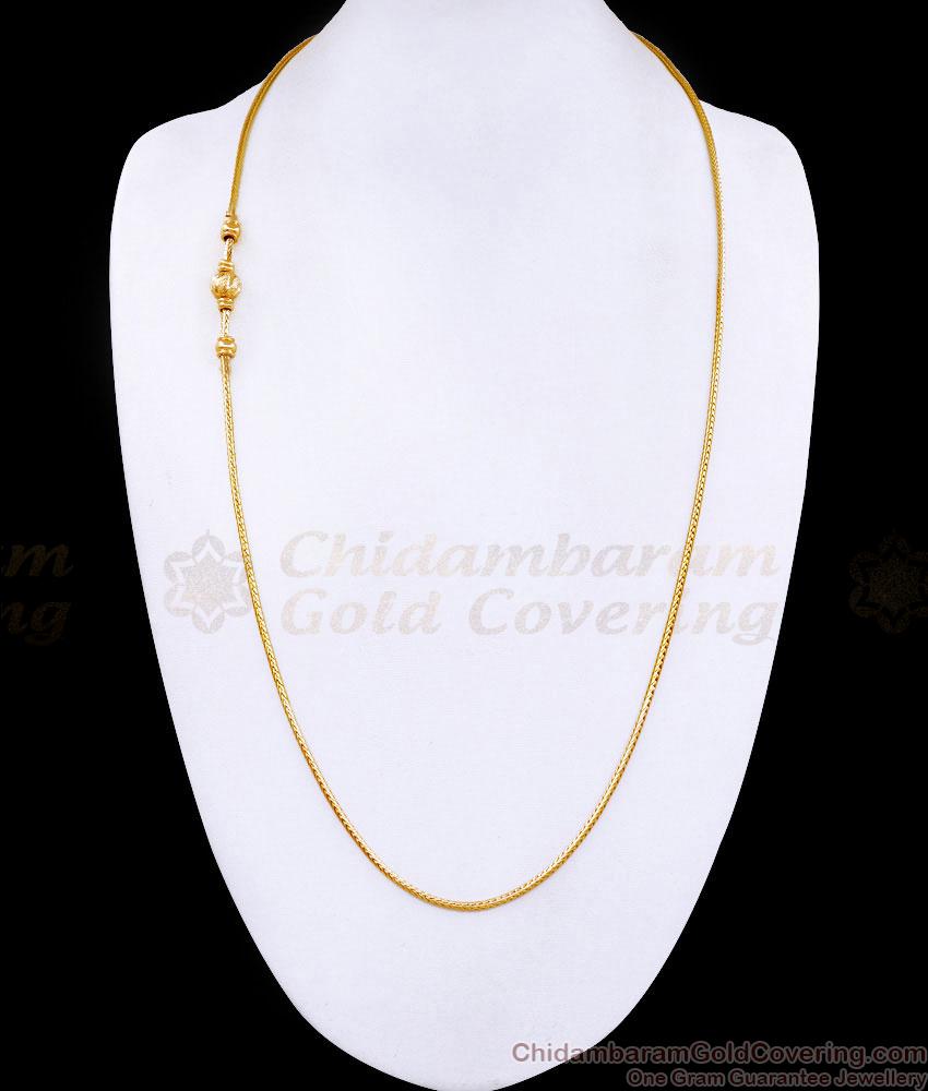 30 Inch Long Plain One Gram Gold Ball Mugappu Side Pendant Chain Online MCH1777-Lg