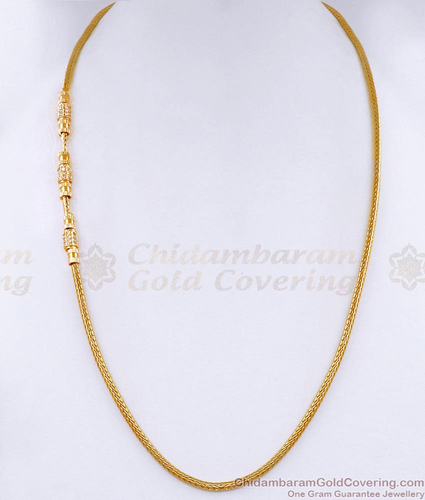 Latest Gold Imitation White Stone Side Pendant Thali Chain For Women MCH1781