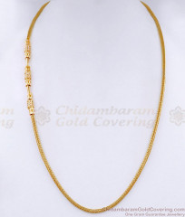 Ruby White Ad Stone Gold Plated Mugappu Chain Tube Design MCH1782