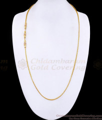 30 Inch Long Ruby White Ad Stone Gold Plated Mugappu Chain Tube Design MCH1782-LG 30 Inch Long Ruby White Ad Stone Gold Plated Mugappu Chain Tube Design MCH1782-LG