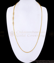 30 Inch Long Ruby White Ad Stone Gold Plated Mugappu Chain Tube Design MCH1782-LG