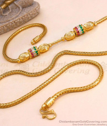Beautiful Multi Color Stone Gold Mugappu Thali Chain Imitation Jewelry MCH1783 Beautiful Multi Color Stone Gold Mugappu Thali Chain Imitation Jewelry MCH1783