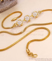 Full White Stone Floral Design Gold Imitation Mugappu Chain MCH1785