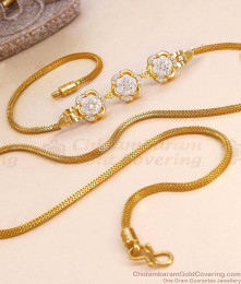 Full White Stone Floral Design Gold Imitation Mugappu Chain MCH1785 Full White Stone Floral Design Gold Imitation Mugappu Chain MCH1785