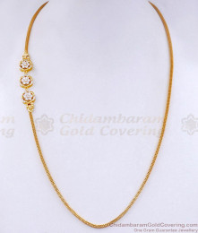 Full White Stone Floral Design Gold Imitation Mugappu Chain MCH1785