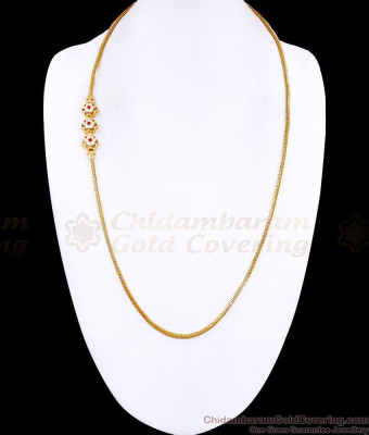 30 Inch Long High Quality One Gram Gold Floral Mugappu Thali Chain With Stone MCH1787-LG
