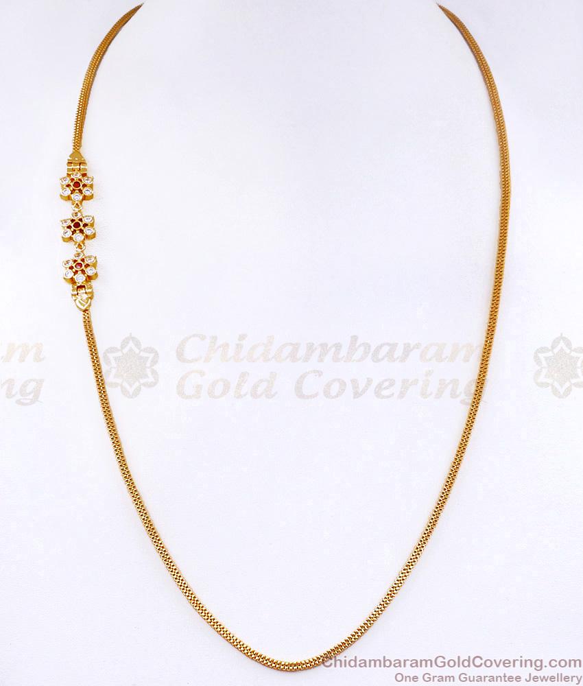Buy Micro Gold Plated Thin Mugappu Chain Floral Design Online MCH1791