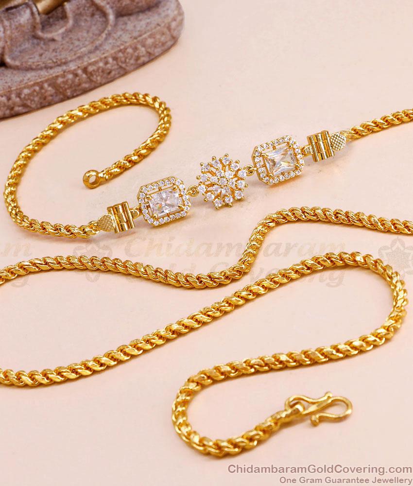 Beautiful Ad Stone Side Pendant Mugappu Thali With Gold Murukku Chain MCH1793