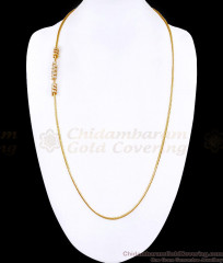30 Inch Long Premium Quality 1 Gram Gold Spiral Mugappu Chain White Stone Design MCH1794-LG