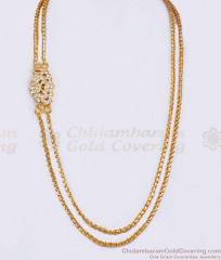 New Model Peacock Design White Side Pendant 2 Line Mugappu Chain MCH1813 New Model Peacock Design White Side Pendant 2 Line Mugappu Chain MCH1813
