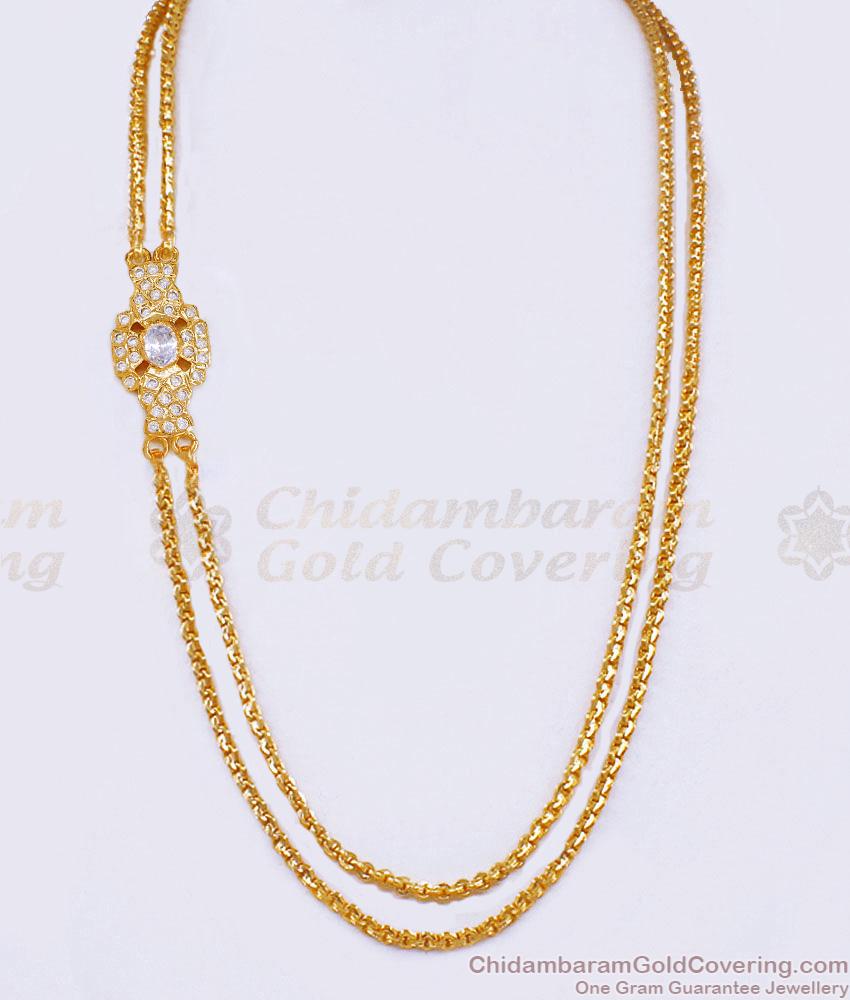 Trendy Big White Stone Impon Mugappu Thali Chain Design For Married Women MCH1821