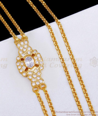 Trendy Big White Stone Impon Mugappu Thali Chain Design For Married Women MCH1821