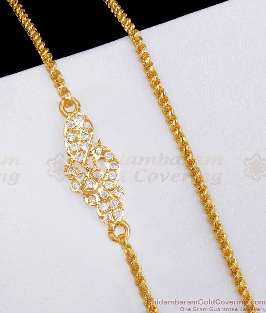 New Arrival White Stone Impon Peacock Design Mugappu Chain Design Online MCH1822
